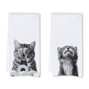 Cabana Bro Funny Cat Gifts Bathroom Hand Towels, Cat Lover Mom Gifts Hand Towels for Bathroom Washroom Decor, 16x24 Inch Set of 2