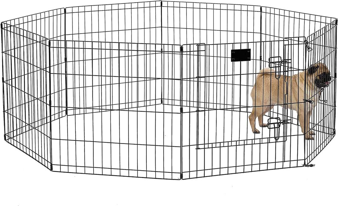 MidWest Homes for Pets Dog Exercise Pen & Playpen, 24" W x 24" H, No Door, Black