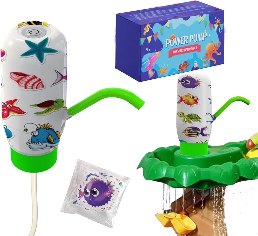 Water Table Pump Water Pump for Kids Water Play TableWater Table Pump for Step 2Dual Motor Configuration with 60 Ocean Animal Stickers Green