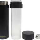 15oz Stainless Steel Vacuum Insulated Water Bottle with glass liner inside,glass lined thermos with tea strainer for Hot drink and Cold drink-Leakproof car mug(Black,tea strainer)