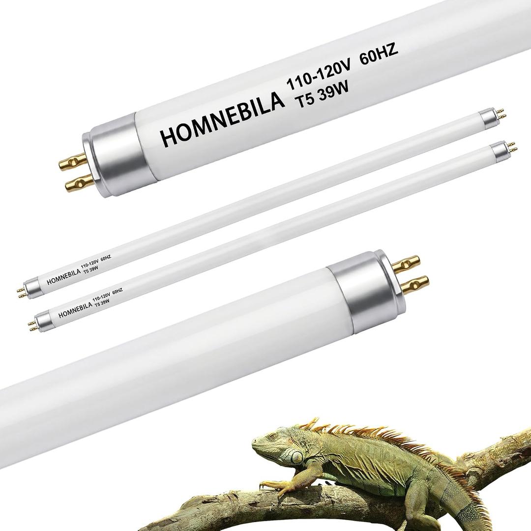 T5 10.0 UVB Reptile Light Bulb, 39W 34" 2-Pack for Bearded Dragon