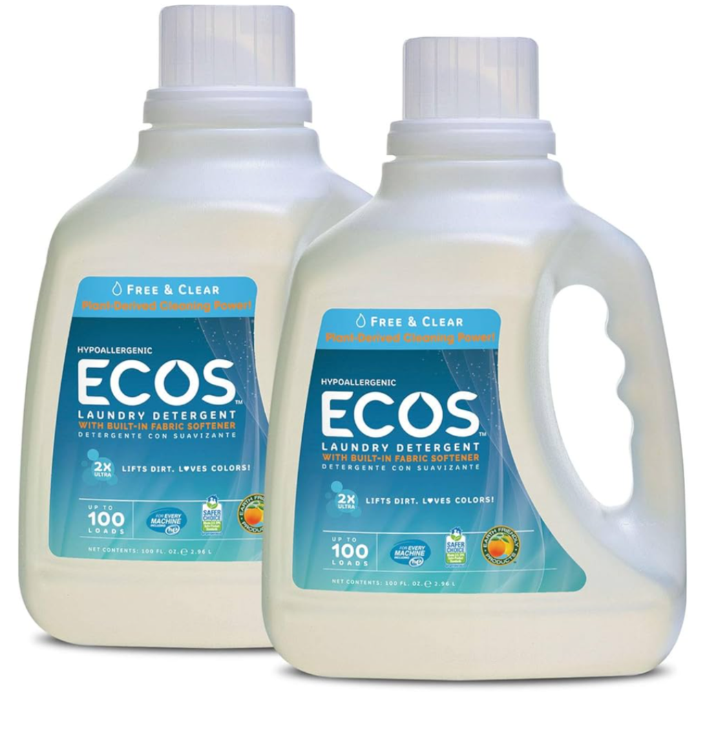 Earth Friendly Products Ecos 2x Liquid Laundry Detergent, Free & Clear, 100 Fl Oz (Pack of 2)