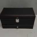 NovelBee Double-Layer 4 Slots Watch Boxes with 2 Grids Jewelry Display Organizer Case for Women and Men Watch Jewelry Earring Rings Bracelets Storage (Black)