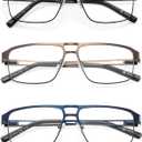 Blue Light Blocking Aviator Reading Glasses Men Cool Lightweight Metal Computer Readers Sunglasses Spring Hinge 3 Pack
