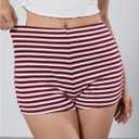 MakeMeChic Women's Summer Crochet Shorts Striped Knit Pajama Micro Mini Shorts Lounge Bottoms (Pink, S)