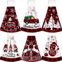 6 Pcs Summer Hanging Kitchen Towels with Loop Hand Tie Towels Microfiber Drying Baking Cooking Cloth(Red,Christmas)