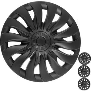 2026 Wheel Cover Compatible with Tesla Model 3 Highland 2025 18 Inch Wheels, Symmetrical Design, Matte Black Hubcap Replacement for Model 3 Accessories 2024