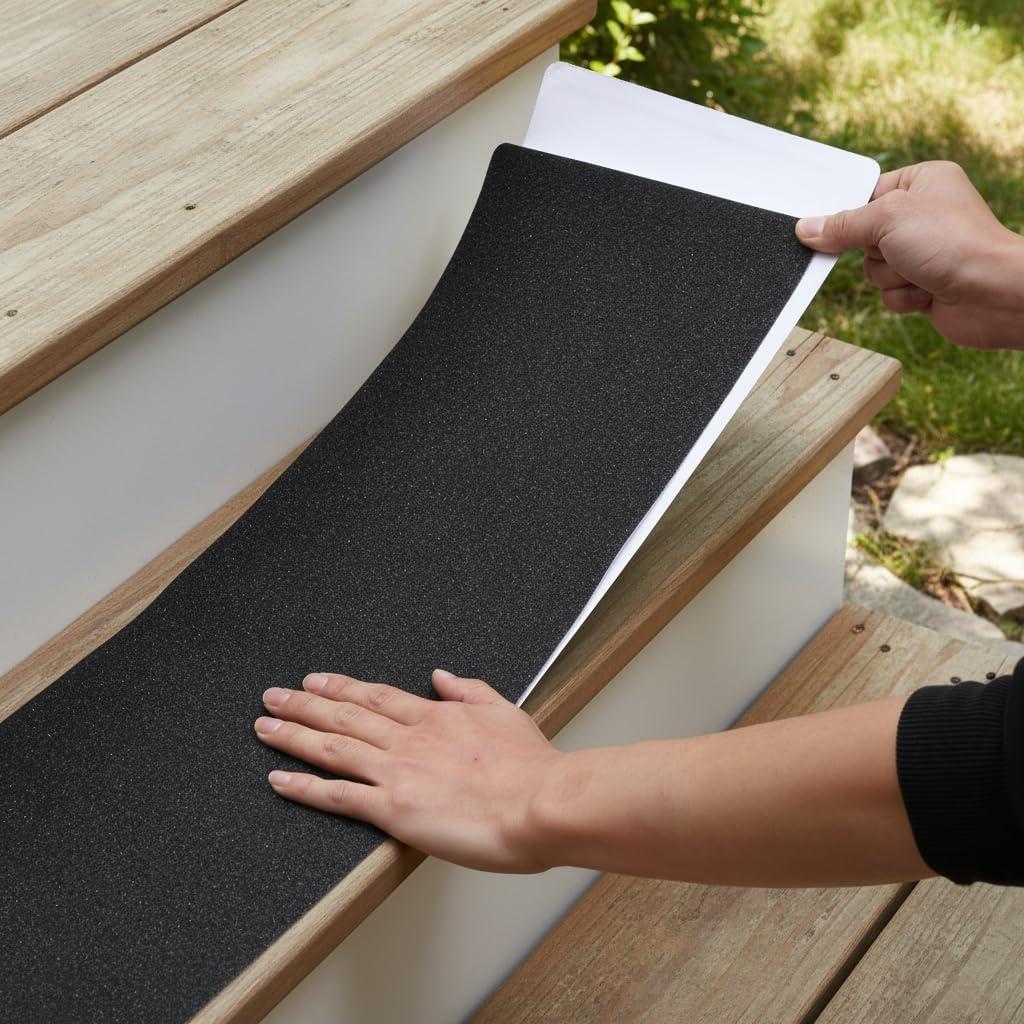 MBIGM 8-Pack Non-Slip Outdoor Stair Treads - Anti Slip 8" X 30" Grip Tape Adhesive Strips - Heavy Duty Traction for Steps, Staircase, Deck