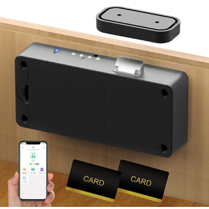 Anweller Smart Cabinet Lock, Hidden No Drill Adhesive Baby Proofing Child Proof Drawer Locks, Keyless RFID Bluetooth Cabinet Locks for Adults File Kitchen Cupboard Closet Liquor - Black