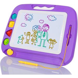 SGILE Large Magnetic Drawing Board - 4 Colors 1613in Writing Painting Doodle Pad with 4 Stamps for Toddlers, Learning Educational Toy Etch Sketch Gift for 36+ Month Kids Girls Boys, Purple (17"W x 12.5"H) SGILE Large Magnetic Drawing Board - 4 Colors 1613in Writing Painting Doodle Pad with 4 Stamps for Toddlers, Learning Educational Toy Etch Sketch Gift for 36+ Month Kids Girls Boys, Purple (17"W x 12.5"H)