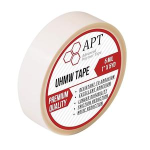 APT, UHMW (Ultra-high Molecular Weight) Polyethylene Tape, Resists Abrasion, Impact, for Surface Protection and Friction and Noise Reduction for Lining Sliding Surfaces. (1" x 5Yds, 5 Mil UHMW)