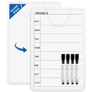 Weekly Whiteboard Calendar for Wall, Small 11" x 17" Planning Board with Plastic Frame, Hanging Dry Erase Calendar for Kitchen Planner, Home, Office