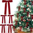 24pcs Red Velvet Bows for Christmas Tree, Large Ribbon Christmas Tree Bows, Red Velvet Bow Ornaments for Christmastree Gift Wrapping with Gold Twist Ties