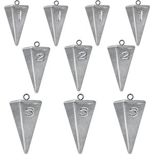 Pyramid Sinkers Fishing Weights, Saltwater Fishing Sinkers for Surf Fishing Gear Tackle - 1oz, 2oz, 3oz