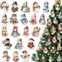Bucherry 40 Pcs Winter Snowman Ornaments for Tree Wooden Winter Snowman Decorations for Christmas Tree Xmas Hanging Ornaments Party Gifts Holiday Supplies