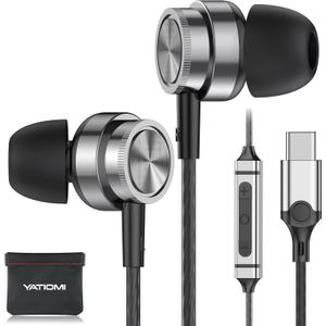 USB C Headphone for Samsung S25 S24 S23 Ultra FE S22 A16 A56 A55, USB C Wired Earbuds Magnetic in-Ear Type C Earphone with Microphone Volume Control Stereo Noise Canceling for iPhone 1716 5 Pro Max
