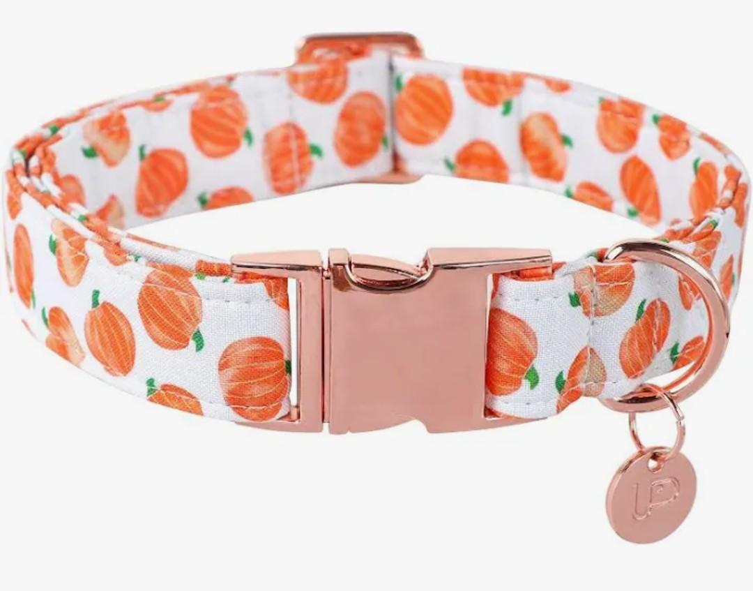UP URARA PUP Halloween Dog Collar with Metal Buckle Gift Fall Dog Collar for Small Medium Large Girls or Boys Dogs Cute Pumpkin Cotton Pet Collars