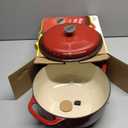 Lodge Essential Enamel Cast Iron Dutch Oven - Perfect for Bread Baking, Braising, Marinating & Slow Cooking - Features Moisture-Sealing Lid & Dual Handles - Kitchen Essentials - 6 Quarts - Island Spice Red