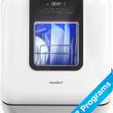 COMFEE' Countertop Dishwasher, Portable Dishwasher with 6L Built-in Water Tank, Mini Dishwasher with More Space Inside, 7 Programs, UV Hygiene& Auto Door Open, for Apartments, Dorms& RVs, White