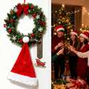 IZUS Women Men Christmas Santa Hat Velvet Red Hats with Fluffy Plush White Brim/Pom for Xmas New Years Holidays Party (One Size)