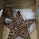 Threan Christmas Rattan Star Treetop, 14 Inch Burlap Rattan Star Tree Topper with Warm Lights Rustic Xmas Treetop Decoration for Christmas Tree Ornament Home Party Indoor(10 Lights)