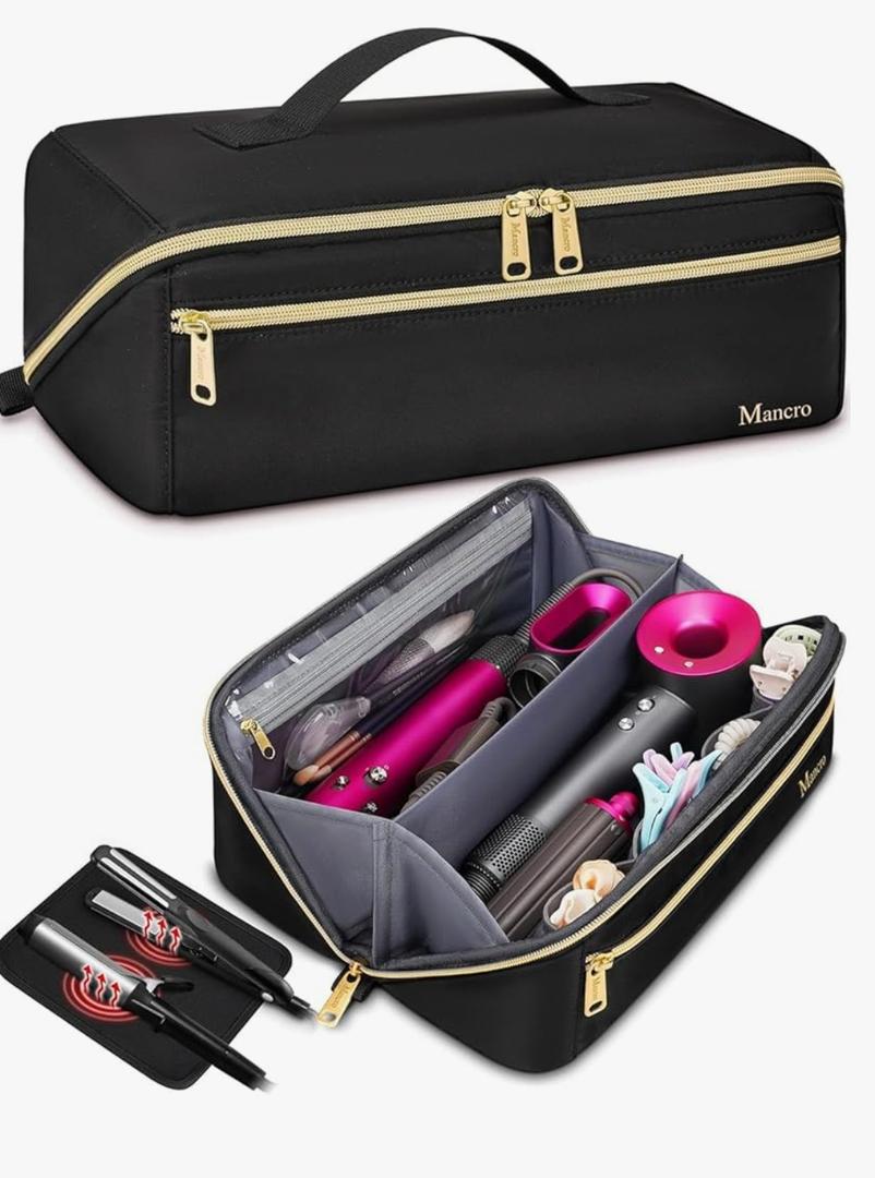 Mancro Hair Tools Travel Bag Compatible with Shark Flexstyle, Wide-open Hot Hair Tool Organizer with Separate Heat Resistant Mat, Hair Accessories Organizer for Straighteners, Curling Iron