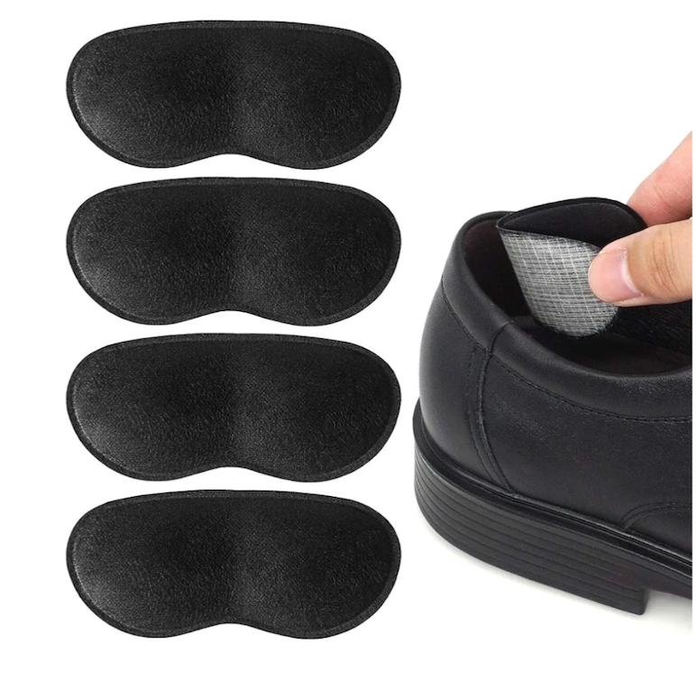 Dr.Foot Heel Grips for Men and Women, Self-Adhesive Heel Cushion Inserts Prevent Slipping, Rubbing, Blisters, Foot Pain, and Improve Shoe Fit - 2pairs + Extra 1 Shoe Horn (Black)