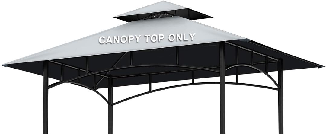 Grill Gazebo Replacement Canopy Top - AONEAR 5'x8' Outdoor BBQ Tent Roof Cover Double Tiered Outdoor Grill Shelter Fit for Model L-GG001PST-F (Gray)