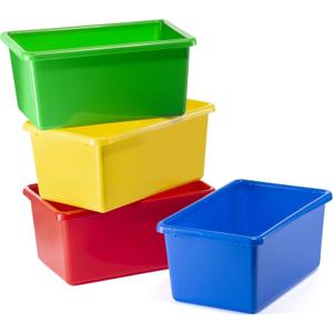 Prextex Toy Plastic Storage Bins - Pack of 4 Containers | Storage Box For Closet Organizers, Classroom Toy Bin, File Organizer, Craft Storage