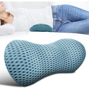 Lumbar Support Pillow for Office Chair, Memory Foam Lumbar Pillow for Lower Back Pain Relief (Blue)