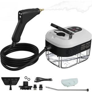 Steam Cleaner, 6-Levels Adjustable Switch Handle, 15s Heat-Up, 1.2L Tank, Steamer for Cleaning with 8 Pcs Accessories, Steam Cleaner for Home for Dirt, Grease, Grout, Tile,Floor,Couch and Car (White)
