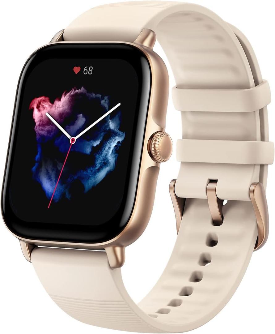 Amazfit GTS 3 Smart Watch 42mm for Android iPhone, Alexa Built-In, GPS, 12-Day Battery Life, Fitness Sports Watch with 150 Sports Modes, AMOLED Display, Sleep Heart Rate Health Tracker, White