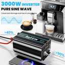 OLTEANP 3000W Power Inverter Pure Sine Wave Inverter 12V DC to 110V AC Car Inverter with USB Ports,3 AC Outlets, LCD Display, Remote Controller for Car, Truck, Home, Vehicles, Boat, Power Outage