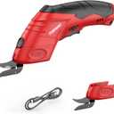 Cordless Electric Scissors,Fabric, Leather, Carpet and Cardboard Cutter, 4.2V Electric Scissors, Rechargeable Electric Scissor for Fabric Cardboard Carpet Leather,USB Type-C charging port (Red)