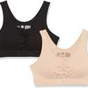 Fruit of the Loom Women's 2-Pack Shirred Front Sport Bra – Removable Pads for Customizable Support Size 42