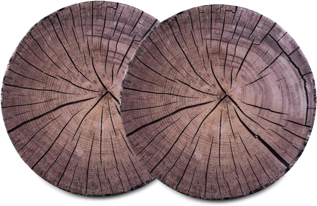 HYSEAS Decorative Round Throw Pillow, 3D Digital Print Comfortable Kids Funny Cute Wood Log Forest Decor Seat Cushion for Home, Couch, Sofa, Bedroom, Living Room, Dark Gray Stump, 2 Pack
