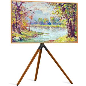 Easel TV Stand with Tripod Base for 45-65 inch Flat Screen up to 77lbs, Height Adjustable TV Stand Tripod for Living Room w/Cable Ties, 180Swivel, Black