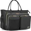Rabjen Nurse Utility Tote Bag, Laptop Travel Bag for Work Home Care Nurse for adults (2403-black)