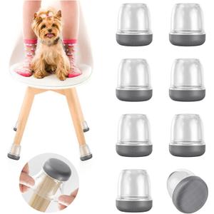 Small Chair Leg Floor Protectors for Carpet Hardwood Floors, Upgraded Chair Leg Caps with Graphene Fabric Bottom, No Hair Dust Clinging, 16 Pcs Clear Furniture Feet Covers Reduce Noise (Fit 0.8"-1")
