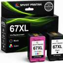 67XL Ink Cartridges Black/Color Combo Pack Replacement for HP Ink 67 HP67XL | High Yield 67XL Ink Compatible with HP DeskJet 2755e 2855e 2700 2700e 4155e 2734e 2827e 4100e Envy 6055 6455e Printer 2PK