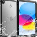 SUPFINE for Waterproof iPad (A16) 11th Generation Case & iPad 10th Generation Case, [Built-in Screen Protector] [IP68 Waterproof] Full Body Rugged Shockproof Protective Cover, Black/Clear