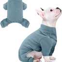 Fleece Dog Pajamas Turtleneck Thermal Dog Pjs Dog Jumpsuit Pet Outfits Warm Dog Onesie Soft Puppy Clothes for Small Sized Dogs and Cats (Blue, XX-Large)