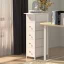 GiftGo Narrow Dresser Cabinet Vertical Slim Dresser Chest of Drawers Skinny Storage Tower for Small Spaces Gaps Closet Bedroom Bathroom Small Fabric Drawer Unit (White, 5 Drawers) 19.7"D x 9.8"W x 35.2"H (5 Drawers)
