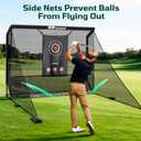 Haokelball Golf Practice Hitting Net for Driving Real Balls, 10x8ft Heavy Duty Netting for Indoor Outdoor with Side Barriers, Ball Return & Collection System, Silent Impact Target and Carry Bag