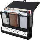 AKAYOK Bedside Caddy Hanging Bed Organizer Storage Bag Pocket with Power Strip Holder Multi-functional Organizer Caddy for Remotes Phone Glasses Magazines, Tablets, Accessories (7 pocket)