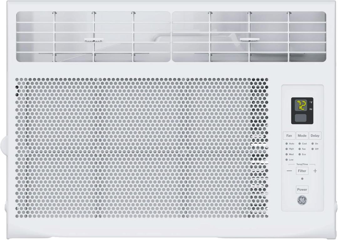GE 6,000 BTU Electronic Window Air Conditioner, Cools Rooms up to 250 sq ft, Digital Controls with Remote, Energy Saver Mode, 24Hr Timer, Easy Install Kit Included, White