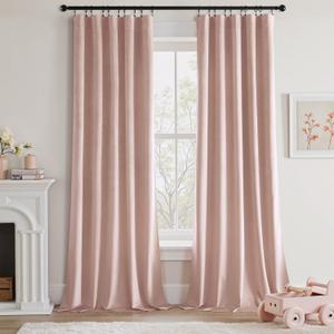 MIULEE Baby Pink Velvet Curtains 96 Inch Long Luxury Super Soft Thermal Insulated Blackout Curtains Room Darkening Drapes Rod Pocket for Nursery Bedroom Living Room Set of 2 Panels, W40 x L96 Inch