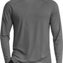 COOFANDY Men's Sun Protection Shirts Long Sleeve Rash Guard Swim T-Shirts Lightweight Quick Dry Fishing Shirts (Gray, L)