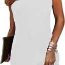 Summer Dresses for Women Sleeveless Casual Sundresses Loose Beach Cover Ups Trendy Tank Midi Sun Dress (Small, White)