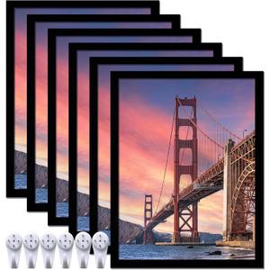 6 Sets 17x22 Picture Frame, Frames for 17 x 22 Canvas Collage Photo Poster Certificate Wall Gallery, High Transparent Horizontal Vertical Black 17 by 22 Inches